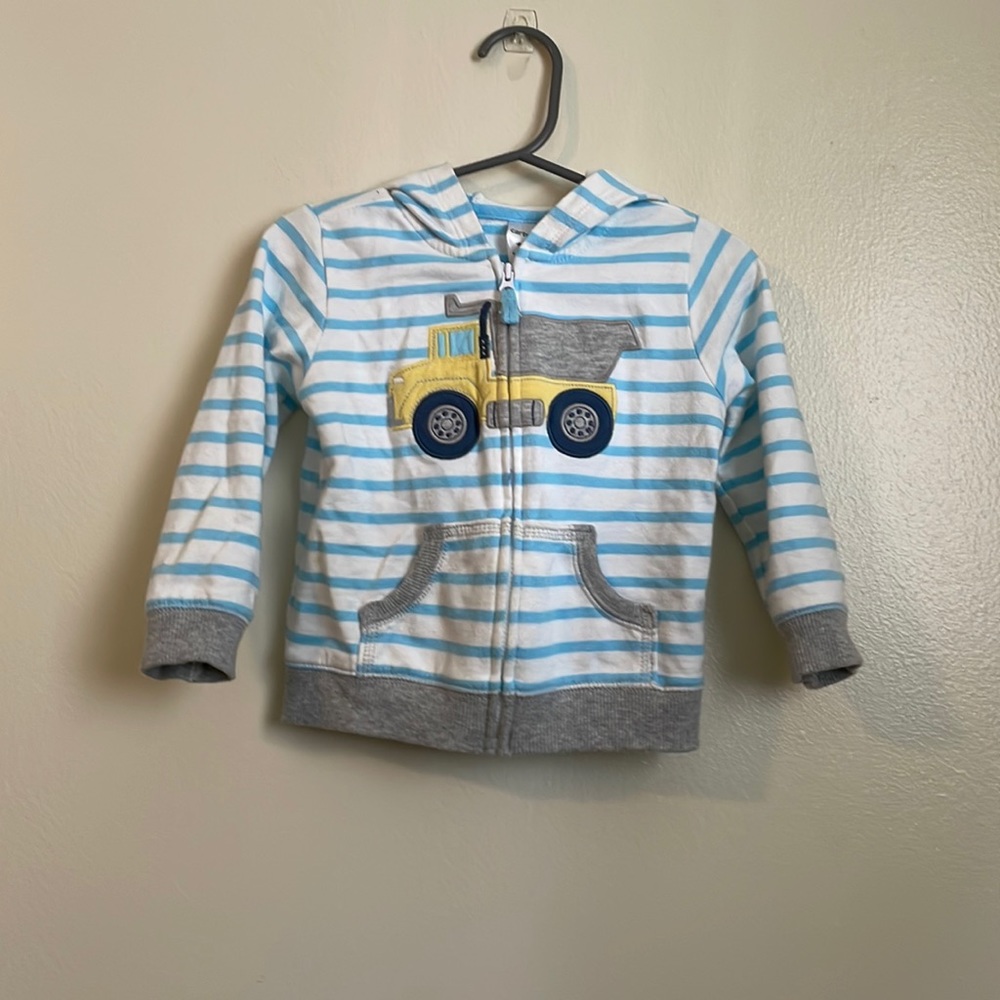 Striped baby boy dump truck zip up hoodie